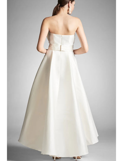 A-Line Prom Dresses Elegant Dress Formal Prom Asymmetrical Sleeveless Strapless Taffeta with Ruched