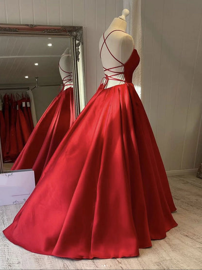 Simple satin long prom dress