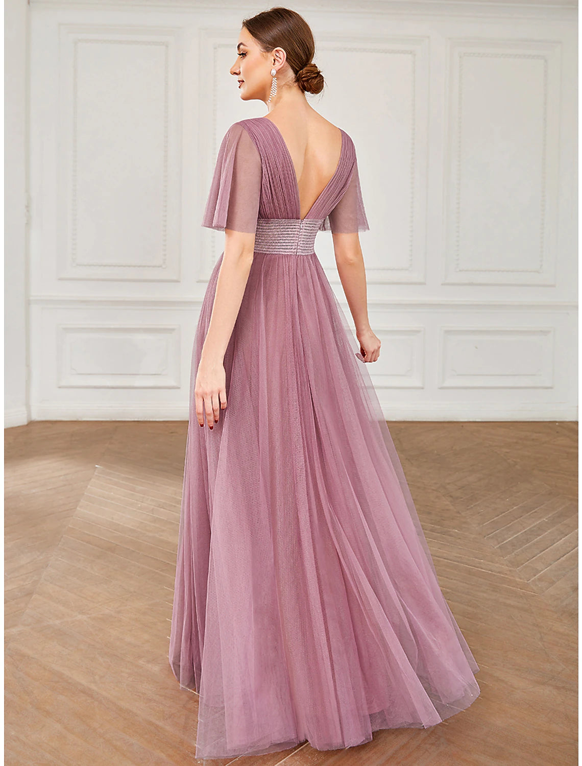 A-Line Bridesmaid Dress Off Shoulder Sleeveless Elegant Tea Length Satin with Bow(s) / Pleats