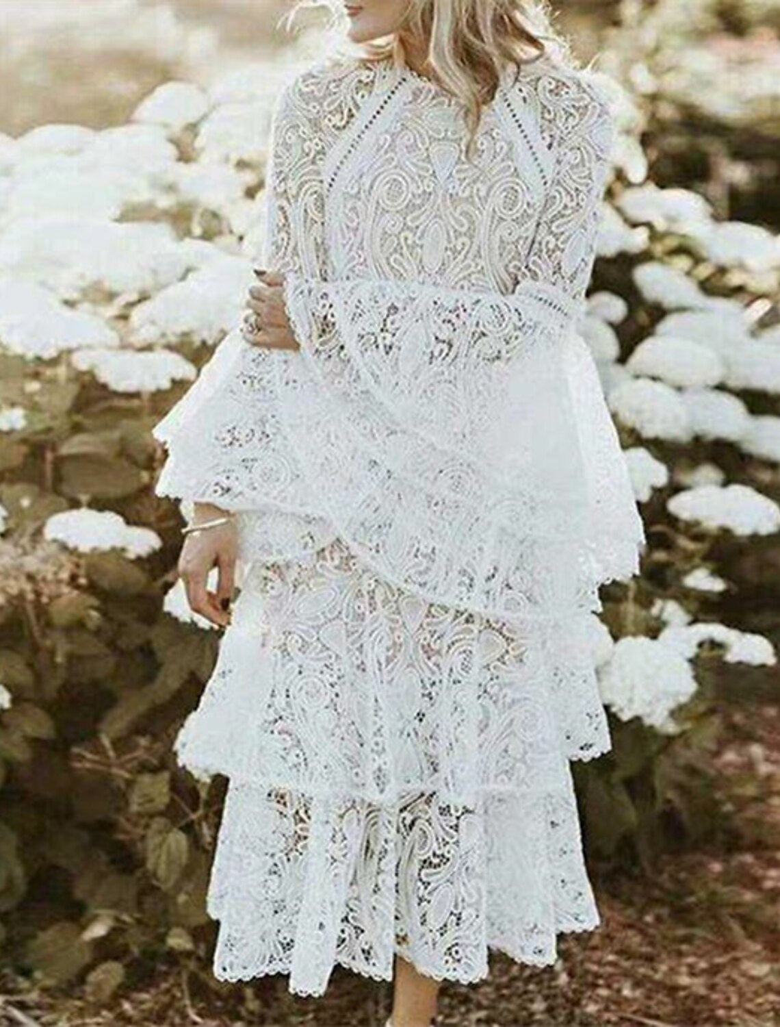 Reception Little White Dresses Boho Fall Wedding Dresses A-Line Jewel Neck Sleeveless Ankle Length Lace Bridal Gowns With Appliques Solid Color