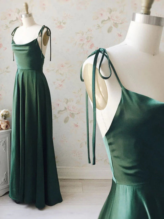 Simple satin long prom dress