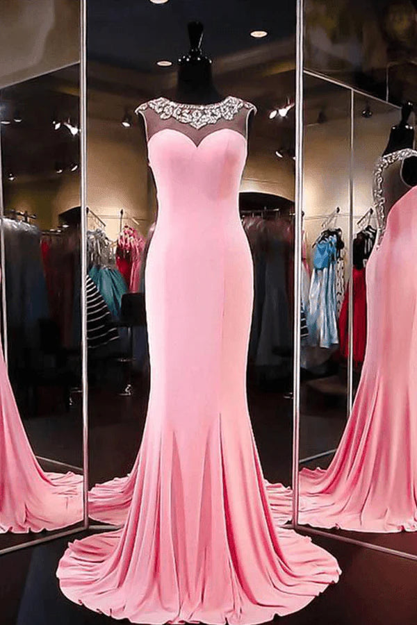 A-line Mermaid Satin Long Prom Dress