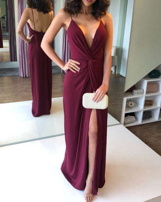 A-line Chiffon Sheath Split Dress Prom Dresses