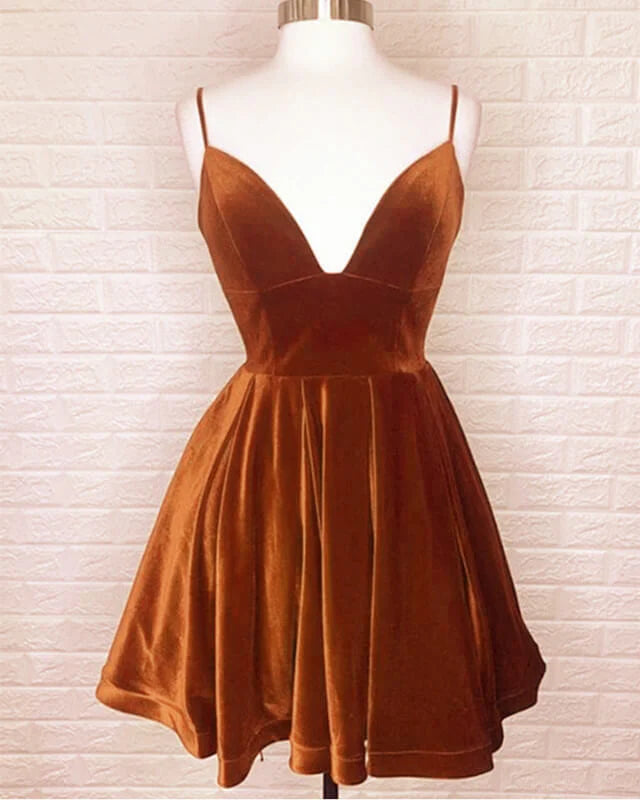 A-line Velvet Homecoming Dress