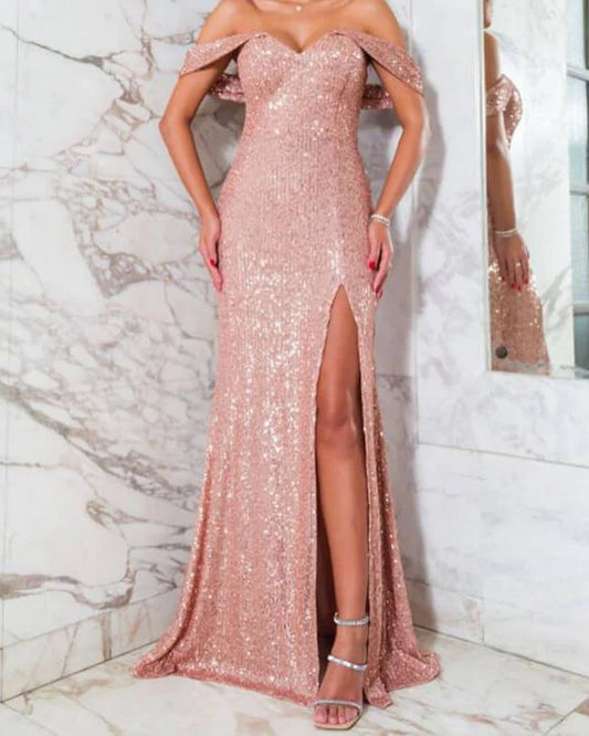 Mermaid Sequin Split Prom Dresses