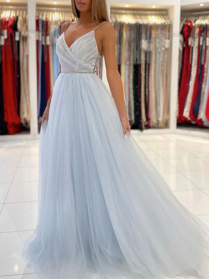 Tulle long prom dress