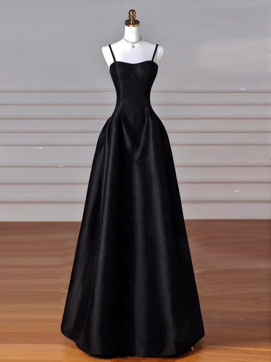 A-Line Sweetheart Neck Satin Long Prom Dress