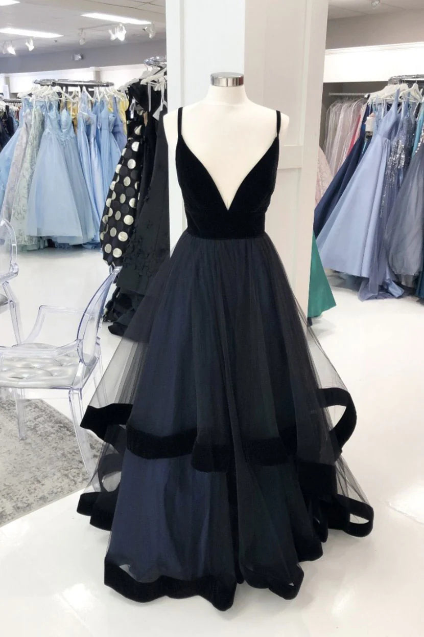 Simple Tulle long prom dress