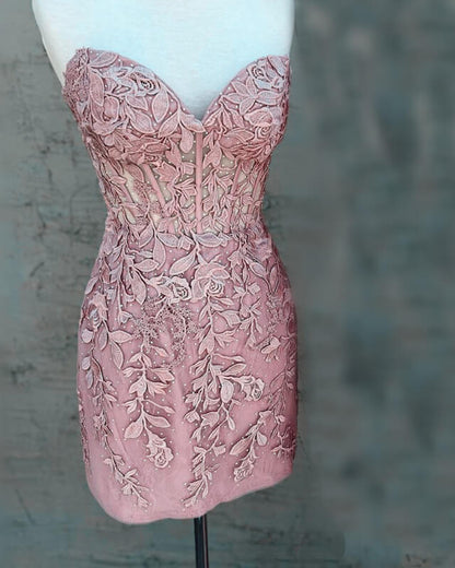 Lace Corset Applique Homecoming Dress