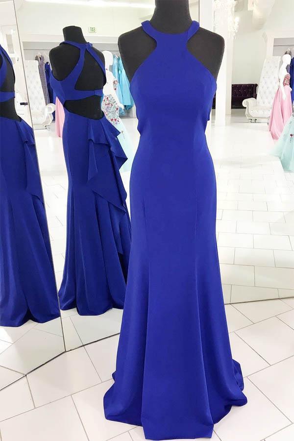 Mermaid Halter Backless Long Evening Dress