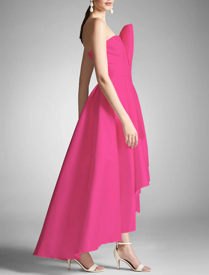 A-Line Prom Dresses Elegant Dress Formal Prom Asymmetrical Sleeveless Strapless Taffeta with Ruched