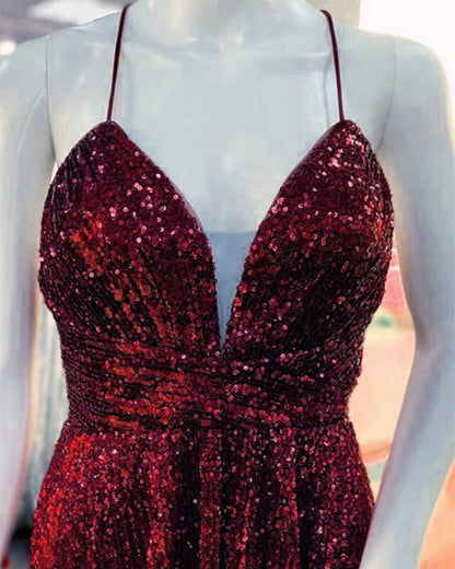 A-line Sequin V-neck Homecoming Dress