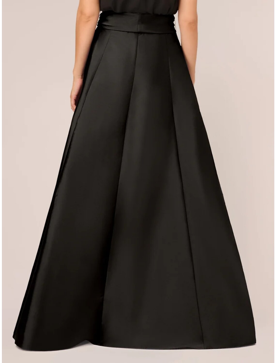 A-Line Wedding Guest Dresses Party Dress Formal Black Dress Plus Size Asymmetrical Sleeveless Jewel Neck Satin with Bow(s) Pleats Crystals