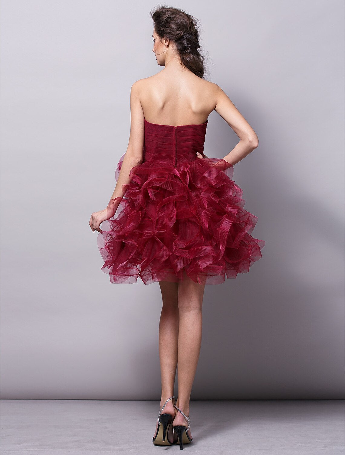 Ball Gown Hot Homecoming Cocktail Party Valentine's Day Dress Strapless Sleeveless Short / Mini Tulle with Ruched Tier