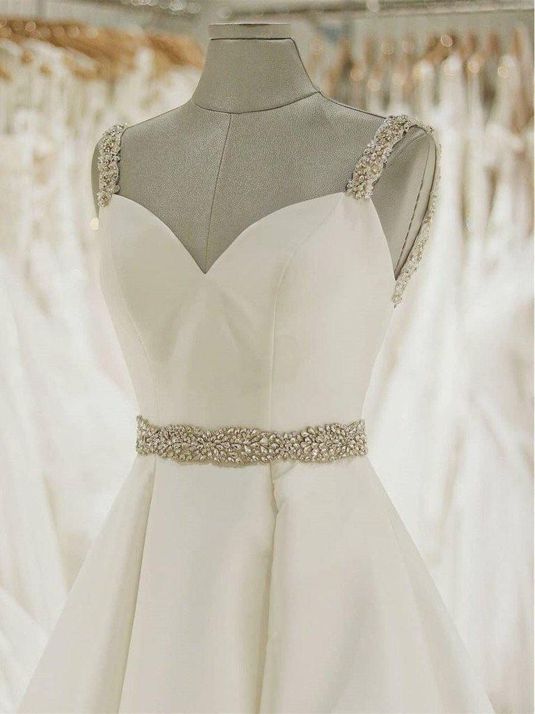 A-line Spaghetti Strap Beaded Bridal Dress Wedding Dresses Ball Gown