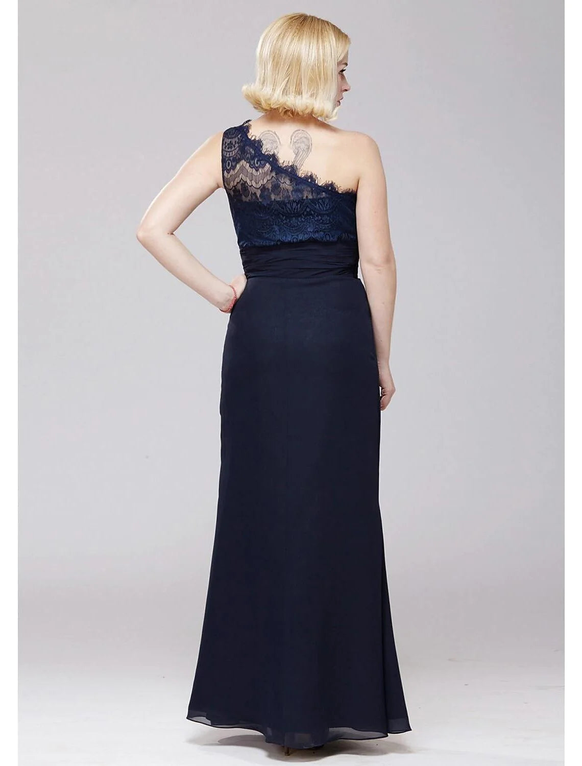 A-Line Bridesmaid Dress One Shoulder Sleeveless Elegant Floor Length Chiffon / Lace with Lace / Sash / Ribbon