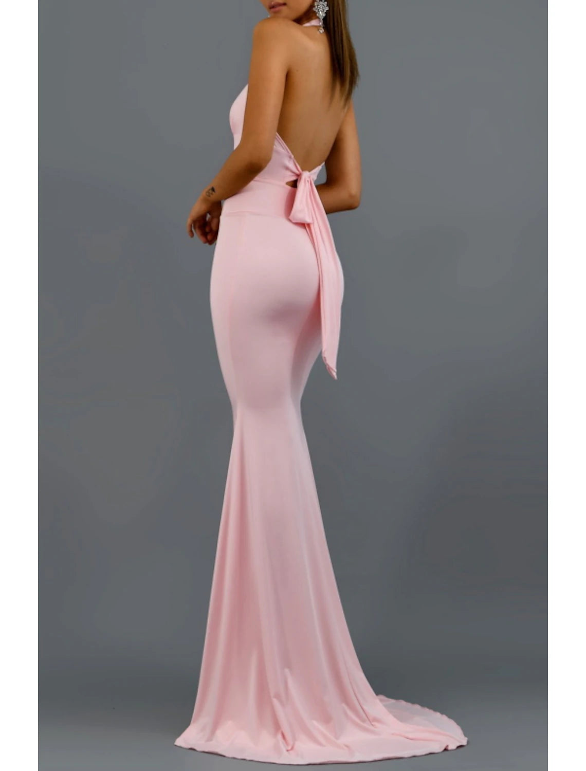 Mermaid / Trumpet Bridesmaid Dress V Neck Sleeveless Beautiful Back Floor Length Spandex