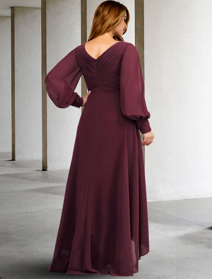 A-Line Mother of the Bride Dresses Plus Size Hide Belly Curve Elegant Dress Formal Floor Length Short Sleeve Off Shoulder Chiffon with Pleats Ruche