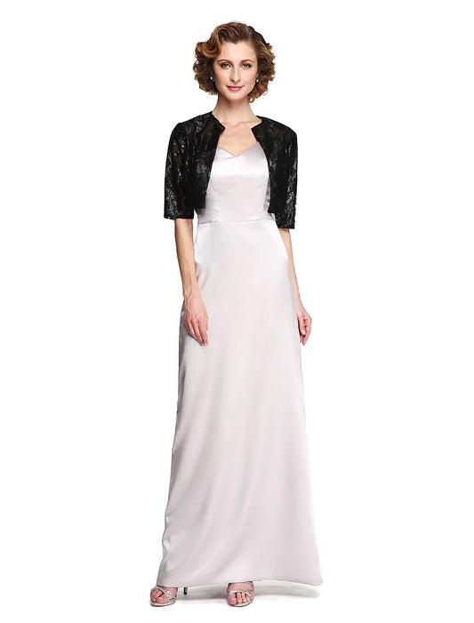 Sheath / Column Mother of the Bride Dress Two Piece Spaghetti Strap Floor Length Stretch Satin Sleeveless yes with Pleats