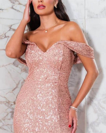 Mermaid Sequin Split Prom Dresses