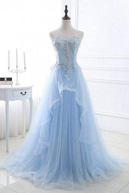 A-line Floor-length Prom Dresses Sweetheart Prom Dress