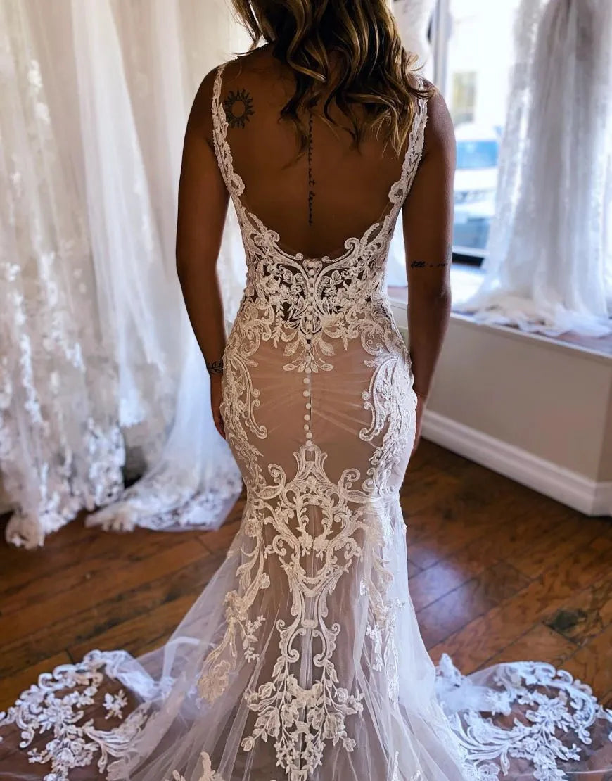 Mermaid Appliques Wedding Dress