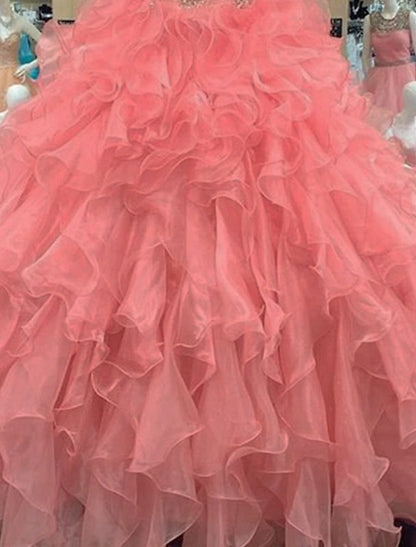 Ball Gown Quinceanera Dresses Sparkle & Shine Dress Wedding Floor Length Sleeveless Strapless Organza with Sequin