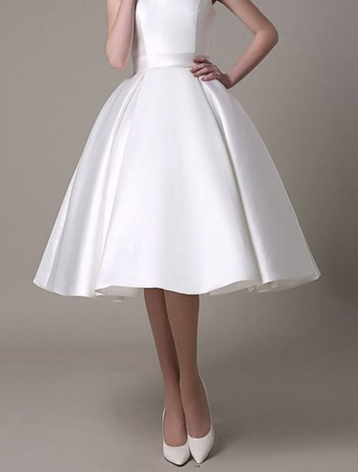 A-Line Cocktail Dresses Party Dress Graduation Wedding Guest Knee Length Sleeveless Square Neck Satin with Pleats