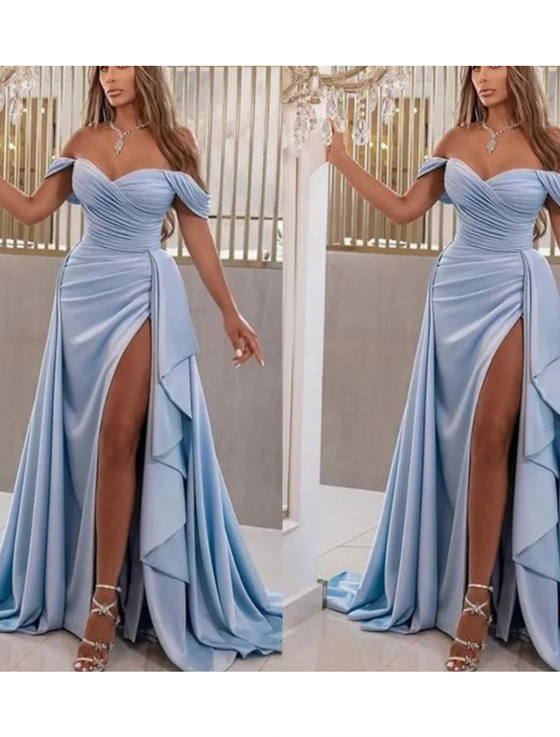 A-Line Prom Dresses High Split Dress Prom Formal Evening Sweep / Brush Train Sleeveless Sweetheart Satin with Slit