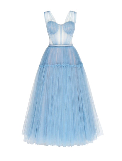 A-Line Prom Dresses Elegant Dress Wedding Guest Ankle Length Short Sleeve Off Shoulder Tulle with Pleats Pure Color