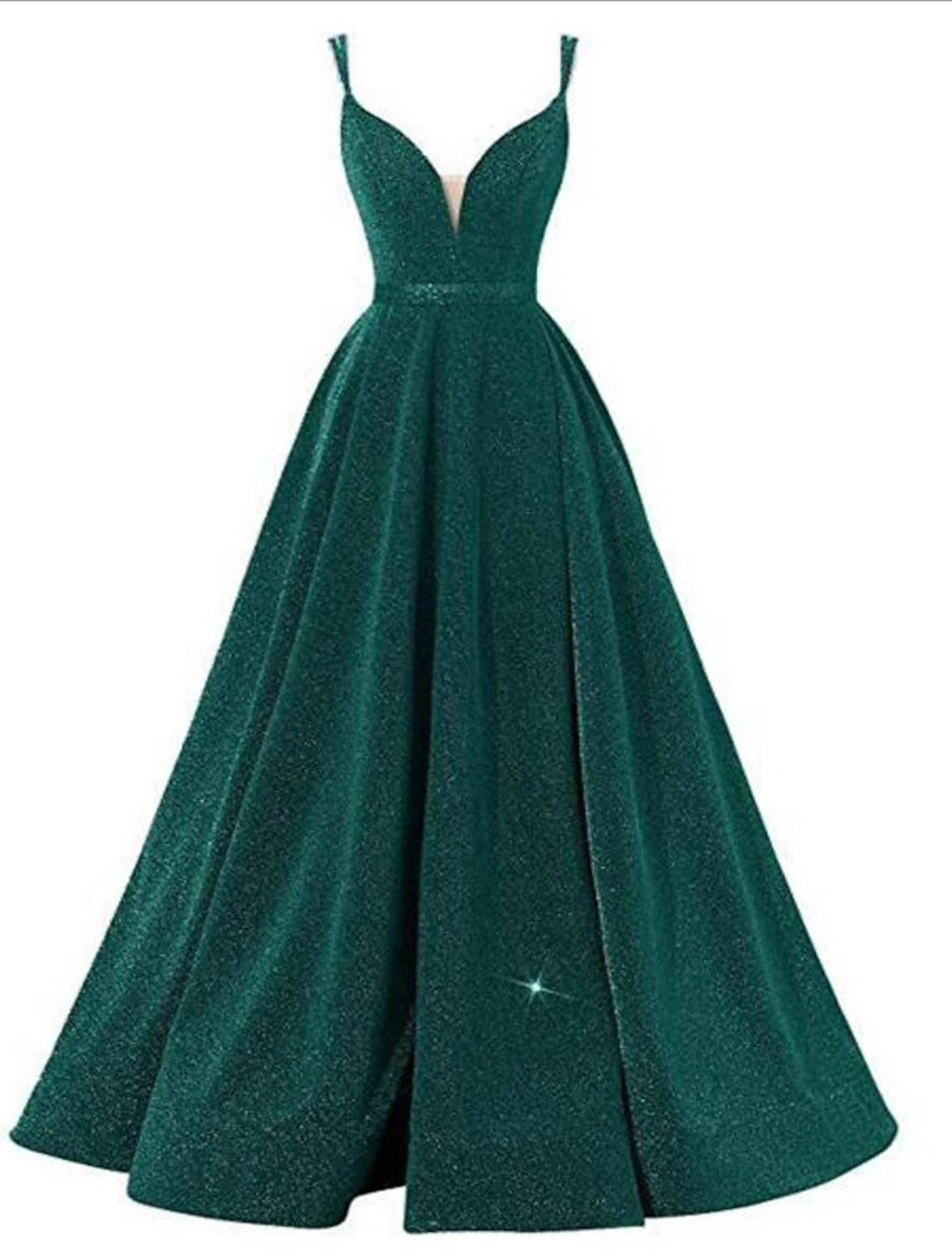 A-Line Beautiful Back Sexy Wedding Guest Formal Evening Birthday Dress Spaghetti Strap Sleeveless Floor Length Sequined with Pleats Sequin