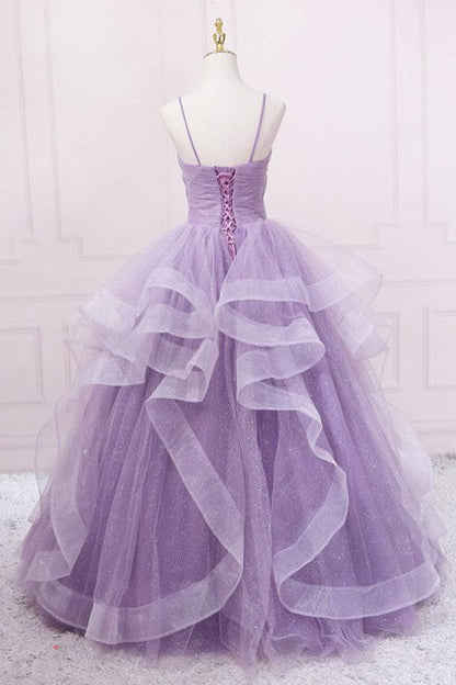 Tulle Sequin Long Prom Dress Tulle Formal Dress