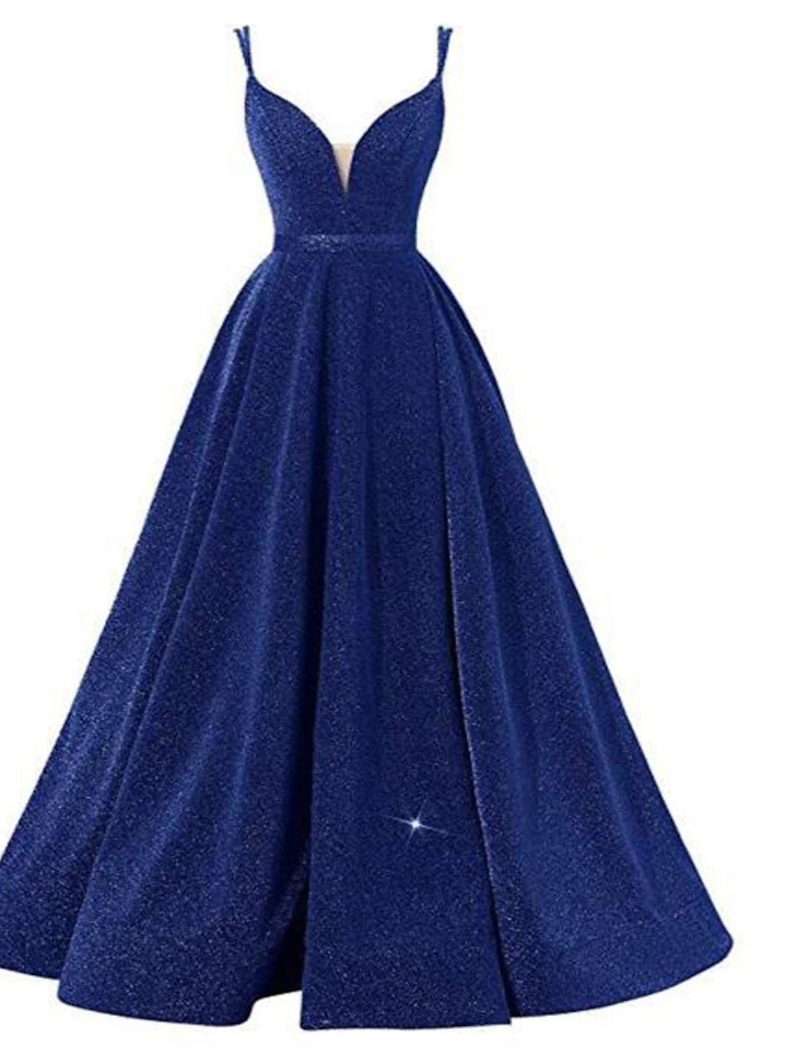 A-Line Beautiful Back Sexy Wedding Guest Formal Evening Birthday Dress Spaghetti Strap Sleeveless Floor Length Sequined with Pleats Sequin