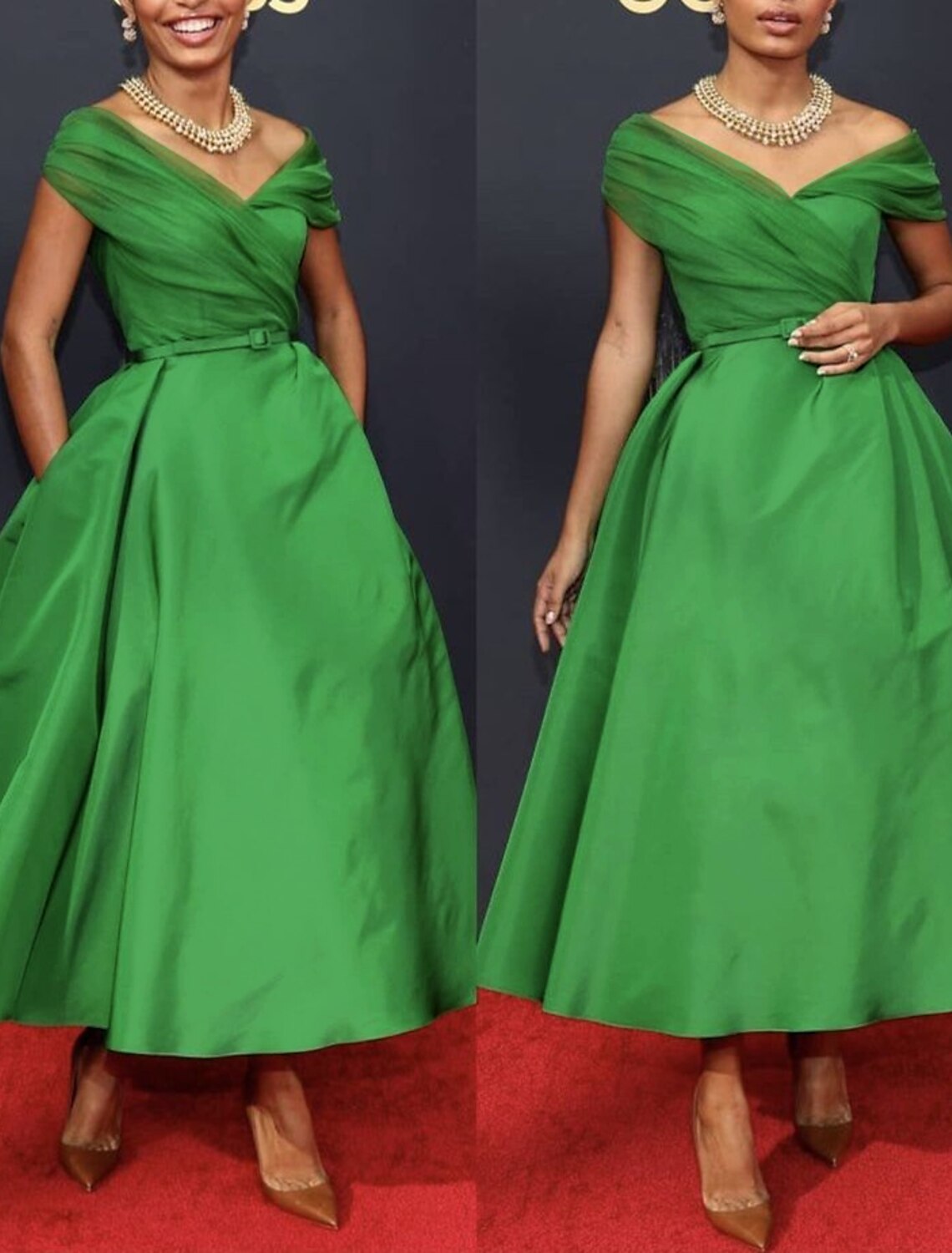 A-Line Cocktail Dress Christmas Red Green Dresses 1950s Dress Wedding Guest Summer Ankle Length Sleeveless Off Shoulder Fall Wedding Guest Satin with Ruched