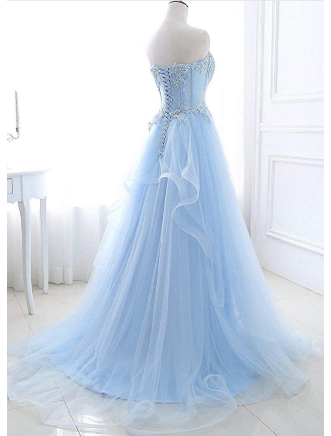 A-Line Sexy Floral Engagement Prom Birthday Dress Strapless Sleeveless Sweep / Brush Train Lace with Pleats Lace Insert