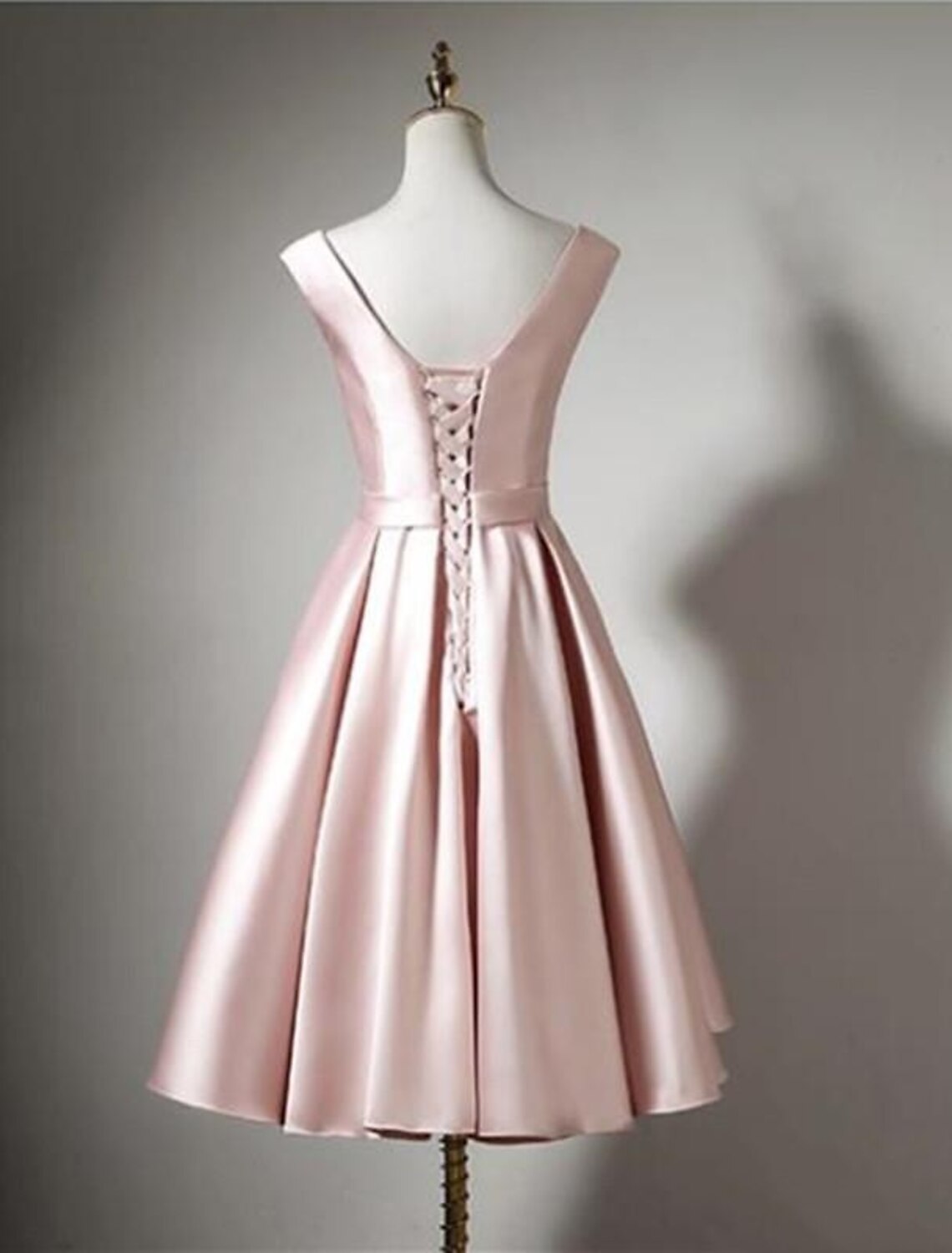 A-Line Bridesmaid Dress Off Shoulder Sleeveless Elegant Tea Length Satin with Bow(s) / Pleats