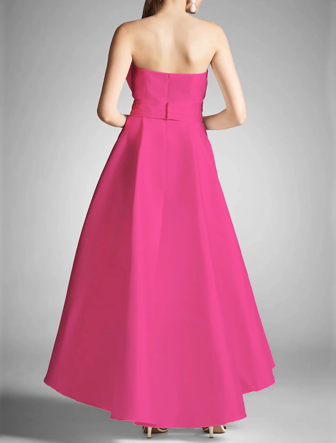 A-Line Prom Dresses Elegant Dress Formal Prom Asymmetrical Sleeveless Strapless Taffeta with Ruched