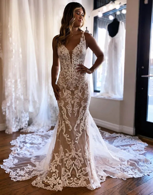 Mermaid Appliques Wedding Dress