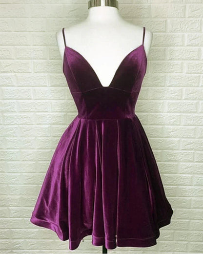 A-line Velvet Homecoming Dress