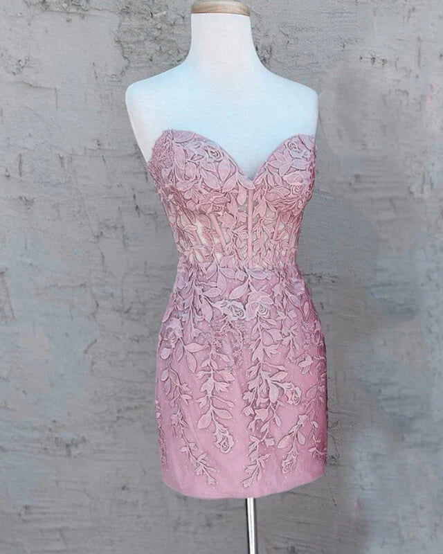 Lace Corset Applique Homecoming Dress