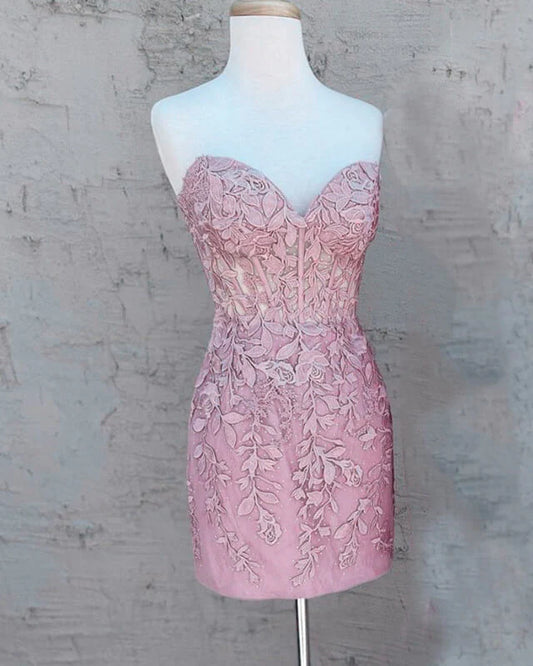 Lace Corset Applique Homecoming Dress