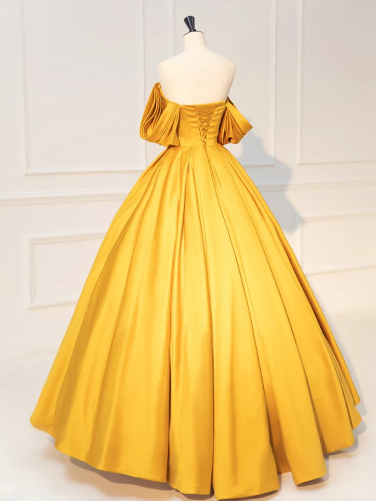 Off Shoulder Satin Long Prom Dress