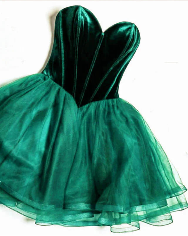 A-line Organza Ruffles Short Velvet Corset Homecoming Dresses