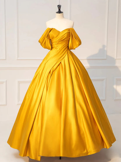 Off Shoulder Satin Long Prom Dress