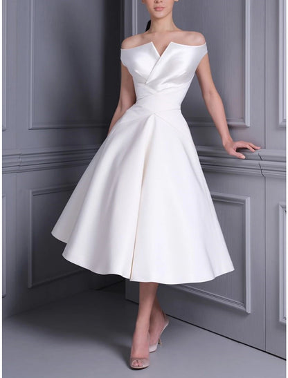 Bridal Shower Simple Wedding Dresses Mature Wedding Dresses Sheath / Column V Neck Sleeveless Knee Length Chiffon Bridal Gowns With Ruched Solid Color