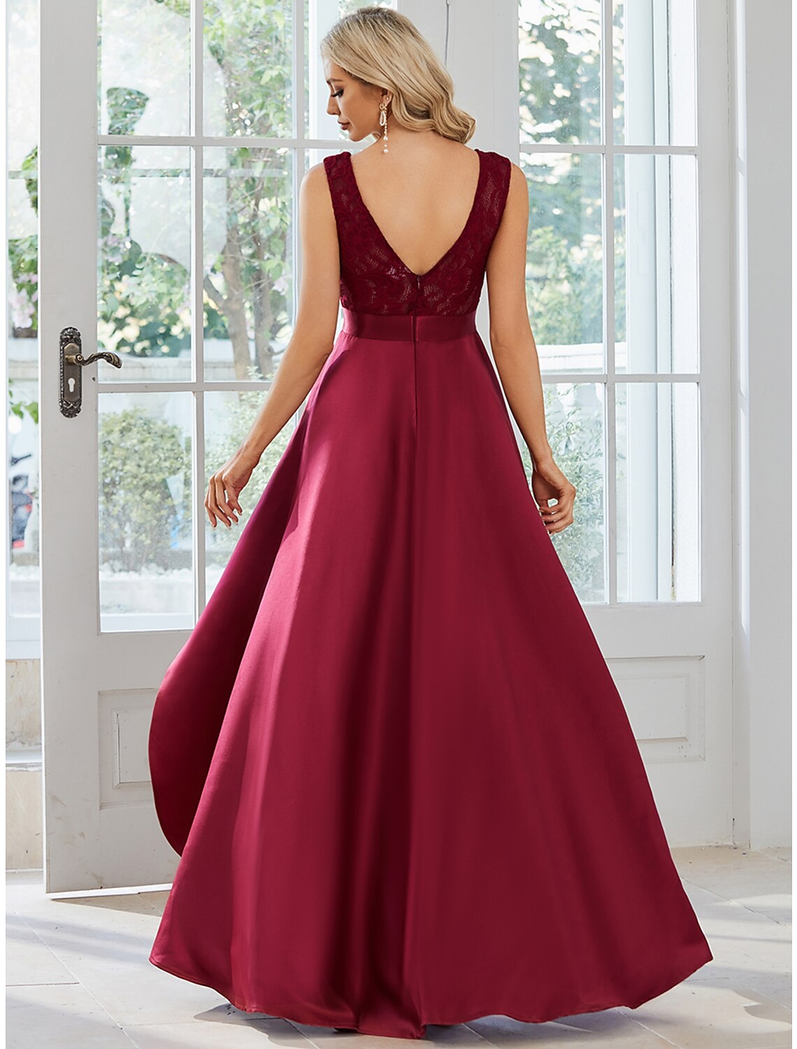 A-Line Wedding Guest Dresses Casual Dress Party Wear Wedding Party Asymmetrical Sleeveless Jewel Neck Satin with Pure Color