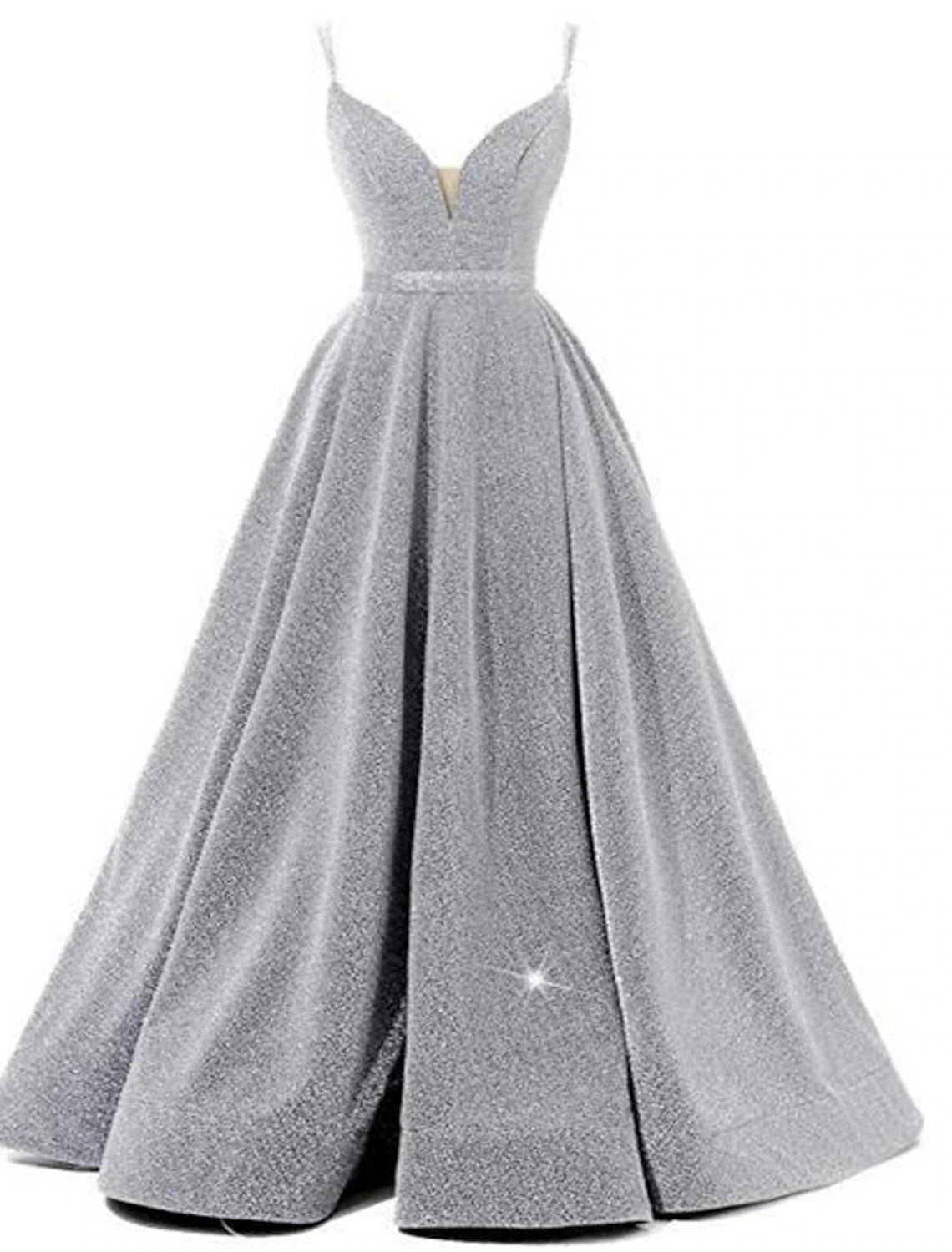 A-Line Beautiful Back Sexy Wedding Guest Formal Evening Birthday Dress Spaghetti Strap Sleeveless Floor Length Sequined with Pleats Sequin