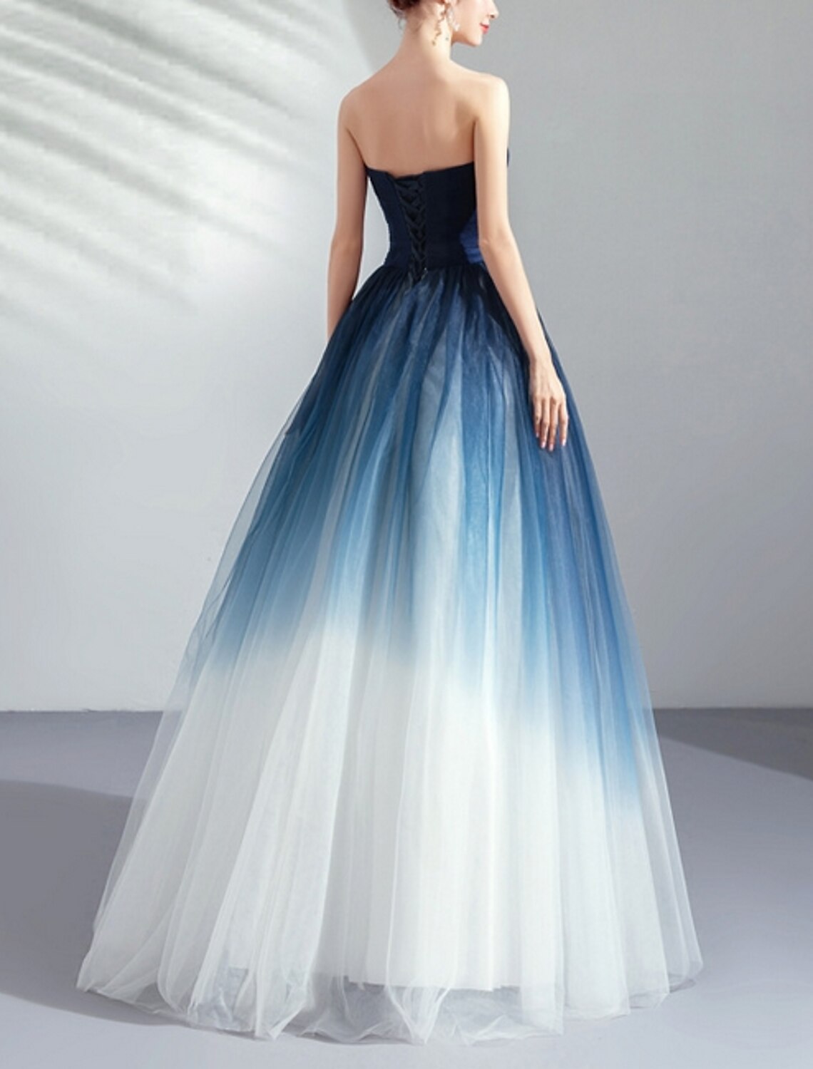 Ball Gown Color Block Prom Formal Evening Dress Strapless Sleeveless Floor Length Tulle with Pleats Ruched